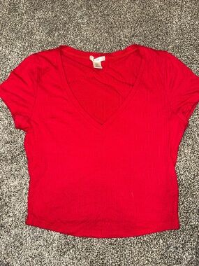 Bozzolo Red Ribbed cropped tee